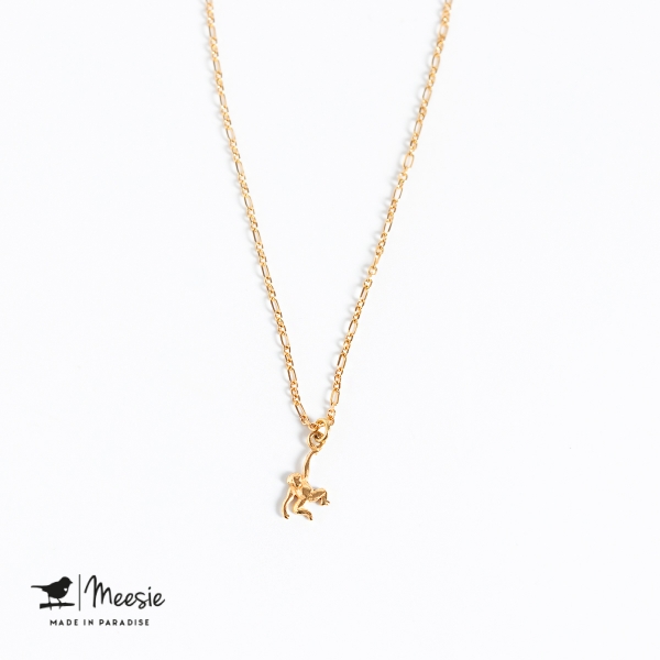 Ketting: Shortie Fantasy Aap bedel goud op zilver - 3 stuks Ketting: Shortie Fantasy Aap bedel goud op zilver - 3 stuks